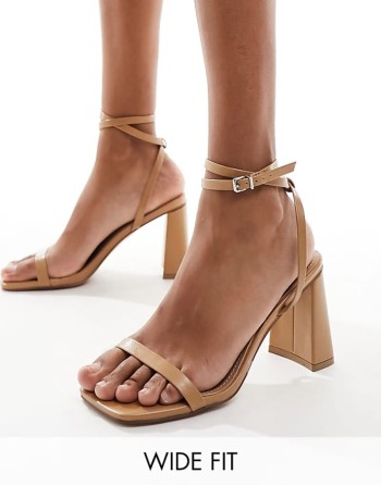 Simmi London Wide Fit Bia strappy block heeled sandal in beige