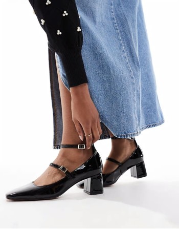 Sheldon mary jane mid block heeled shoes in black