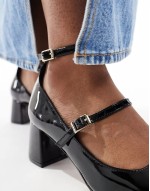 Sheldon mary jane mid block heeled shoes in black