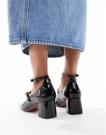 Sheldon mary jane mid block heeled shoes in black
