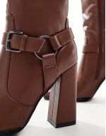 Simmi London Wide Fit Darell Knee boot in Brown