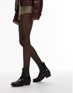 leather square toe western boots in dark red
