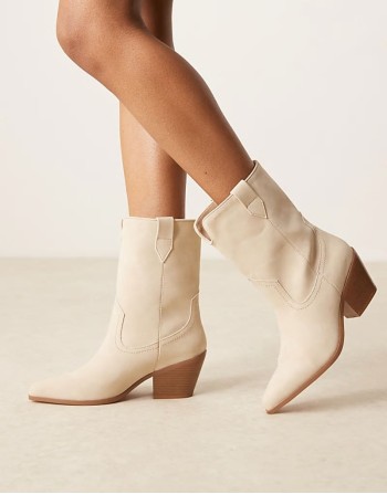western ankle boots in washed pink