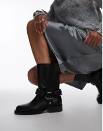 40% New Leam premium leather biker boots in black