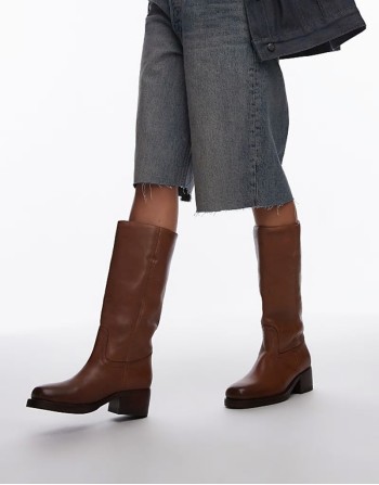 Kyley knee boots in cognac vintage leather
