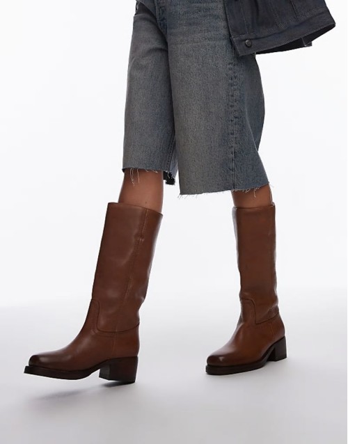 Kyley knee boots in cognac vintage leather