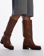 Kyley knee boots in cognac vintage leather