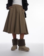 Groov-y shearling fold over ankle boots in oatmilk suede