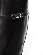 ‌Stylish knee high  flat riding boot in black