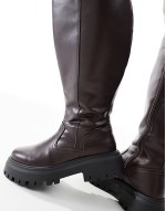 Curve Corey chunky knee boot in brown