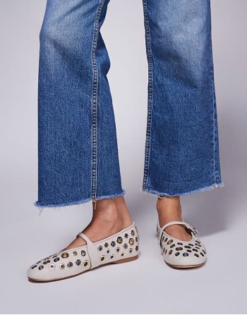 Rejoice-S eyelet ballet flats in cream