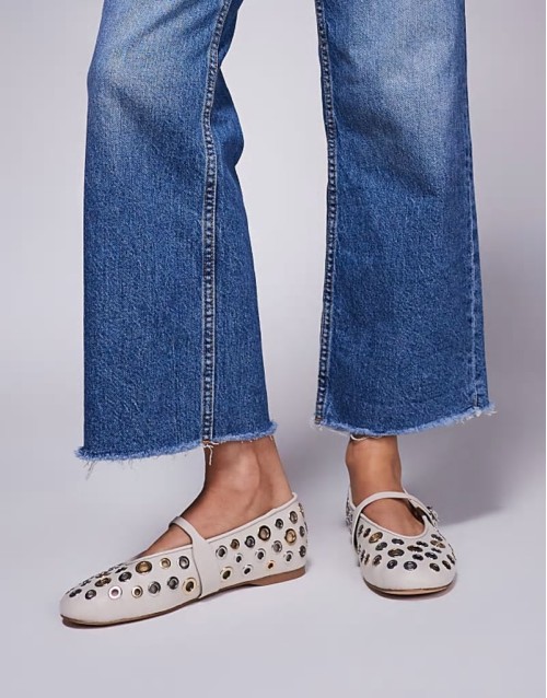 Rejoice-S eyelet ballet flats in cream