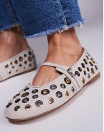 Rejoice-S eyelet ballet flats in cream