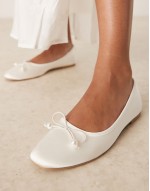 Adyra ballet shoes with bow detail in ivory