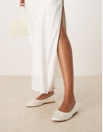 Adyra ballet shoes with bow detail in ivory