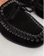 Merit leather boat shoe in black