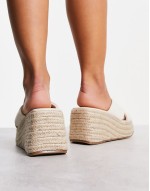Wide Fit Teddy 2 cross strap wedges in natural fabrication