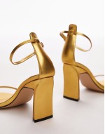 Wide Fit Goldie high heeled two part sandal in gold