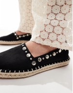 Jeanie closed toe studded espadrilles in black